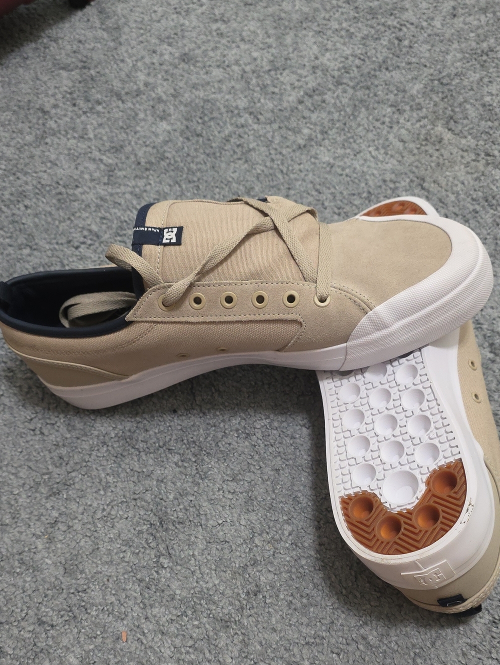 DC Men’s Tan Low-Top Canvas and Suede Sneakers